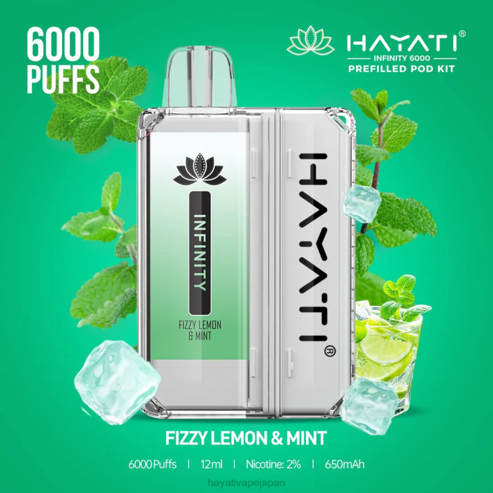 Hayati Japan - 炭酸レモン＆ミント Hayati Infinity 6000ポッドキット 26BF147