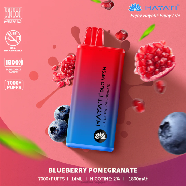 Hayati vape liquid - ブルーベリーザクロ Hayati Duo Mesh 使い捨て 26BF186