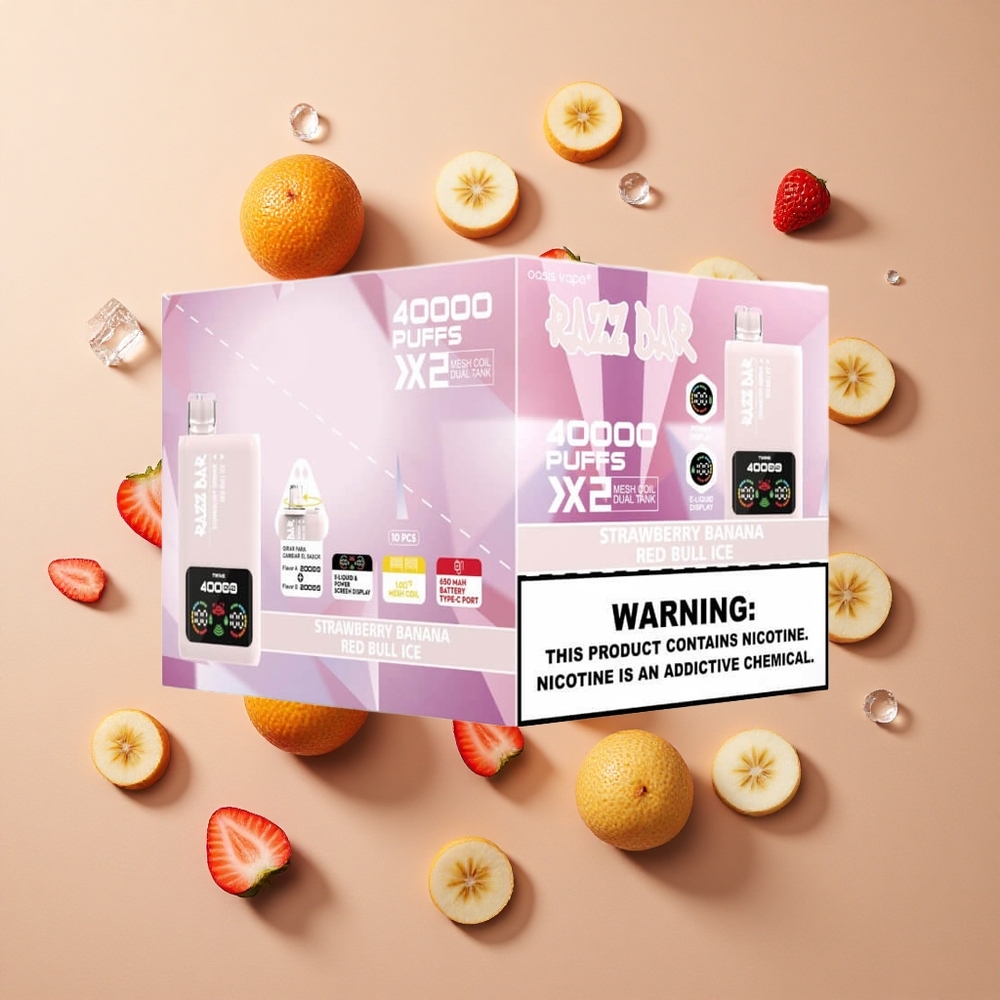 Razz Bar 40000パフ ストロベリーバナナ_レッドブルアイス パワースクリーンディスプレイ 卸売 日本