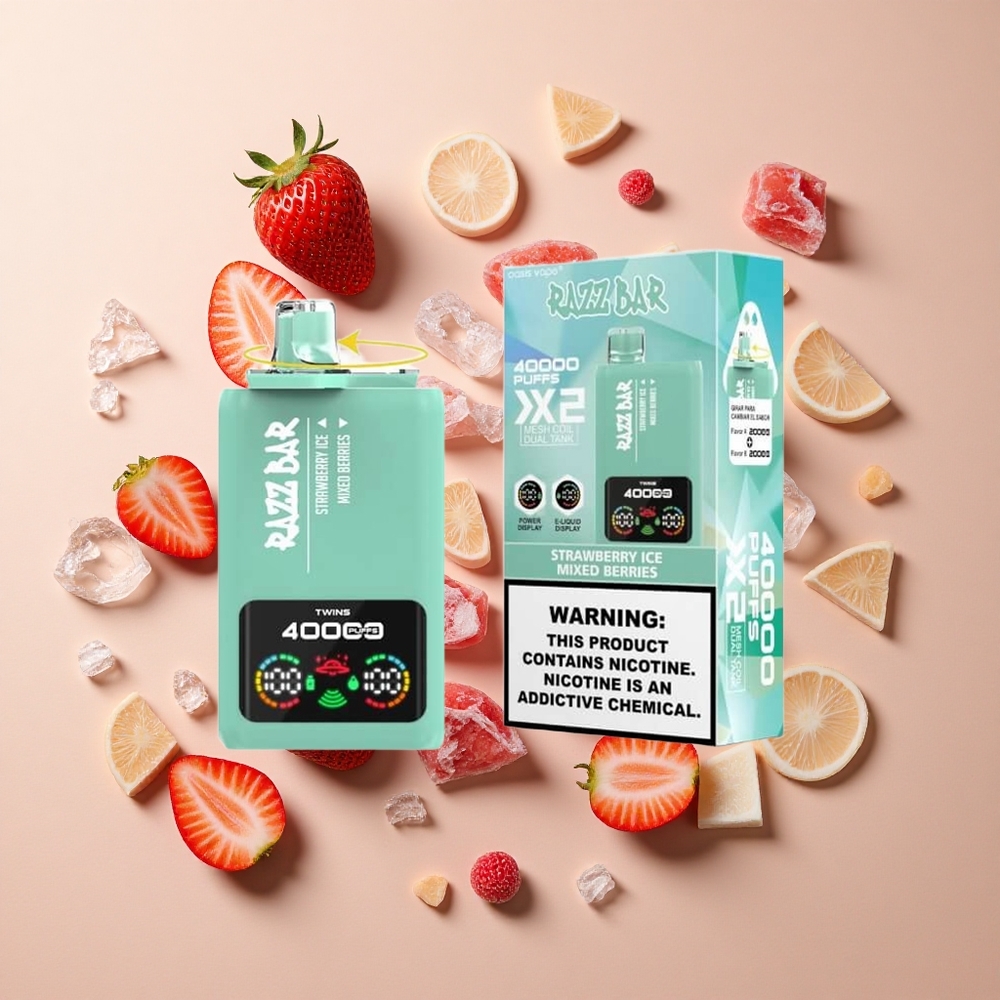 Razz Bar 40000パフ ストロベリーアイス＆ミックスベリー パワースクリーンディスプレイ 卸売 日本