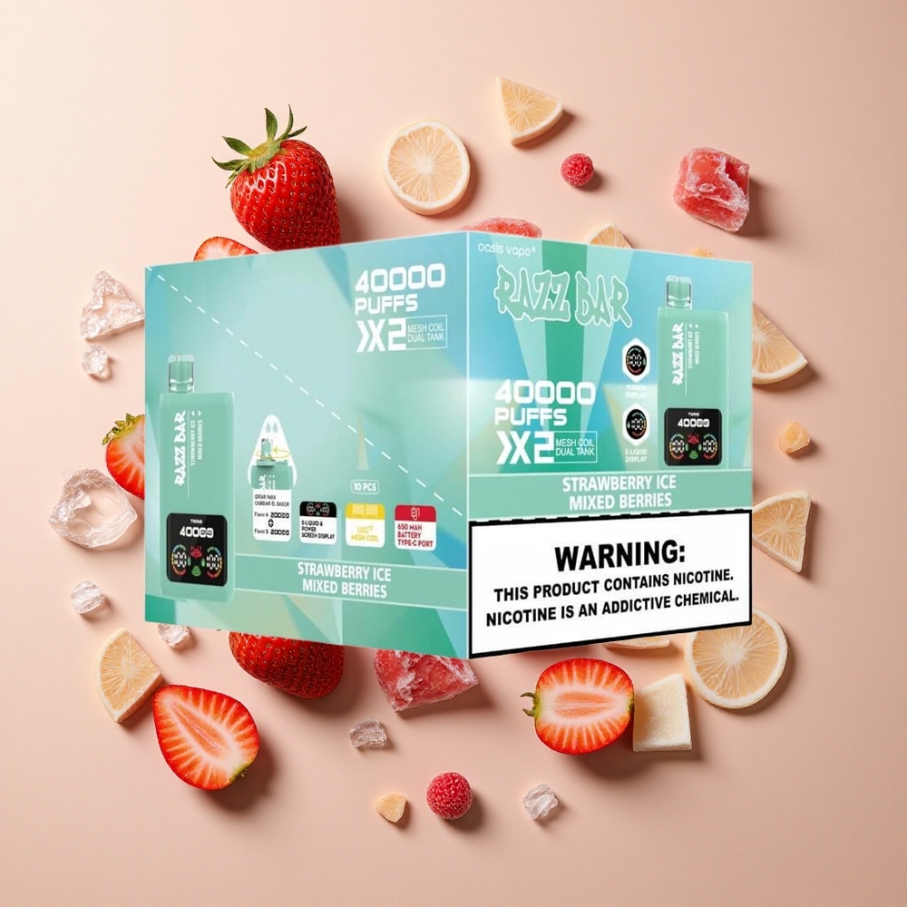 Razz Bar 40000パフ ストロベリーアイス＆ミックスベリー パワースクリーンディスプレイ 卸売 日本