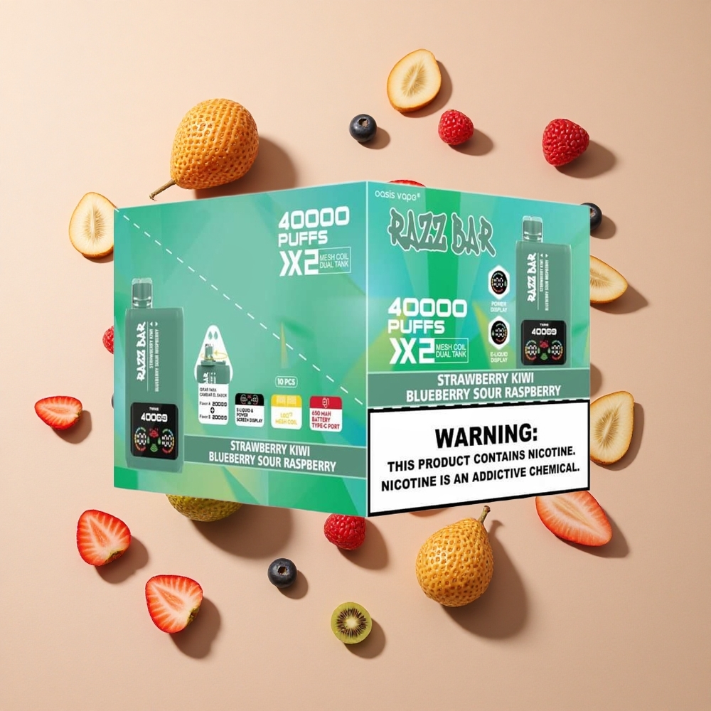 Razz Bar 40000パフ ストロベリーキウイ_ブルーベリーサワーラズベリー パワースクリーンディスプレイ 卸売 日本