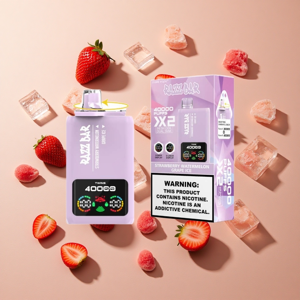 Razz Bar 40000パフ ストロベリーウォーターメロン_グレープアイス パワースクリーンディスプレイ 卸売 日本