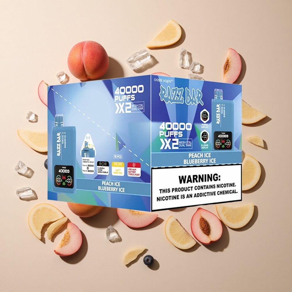 Razz Bar 40000パフ ピーチアイス_ブルーベリーアイス 650Mahバッテリー 卸売 日本