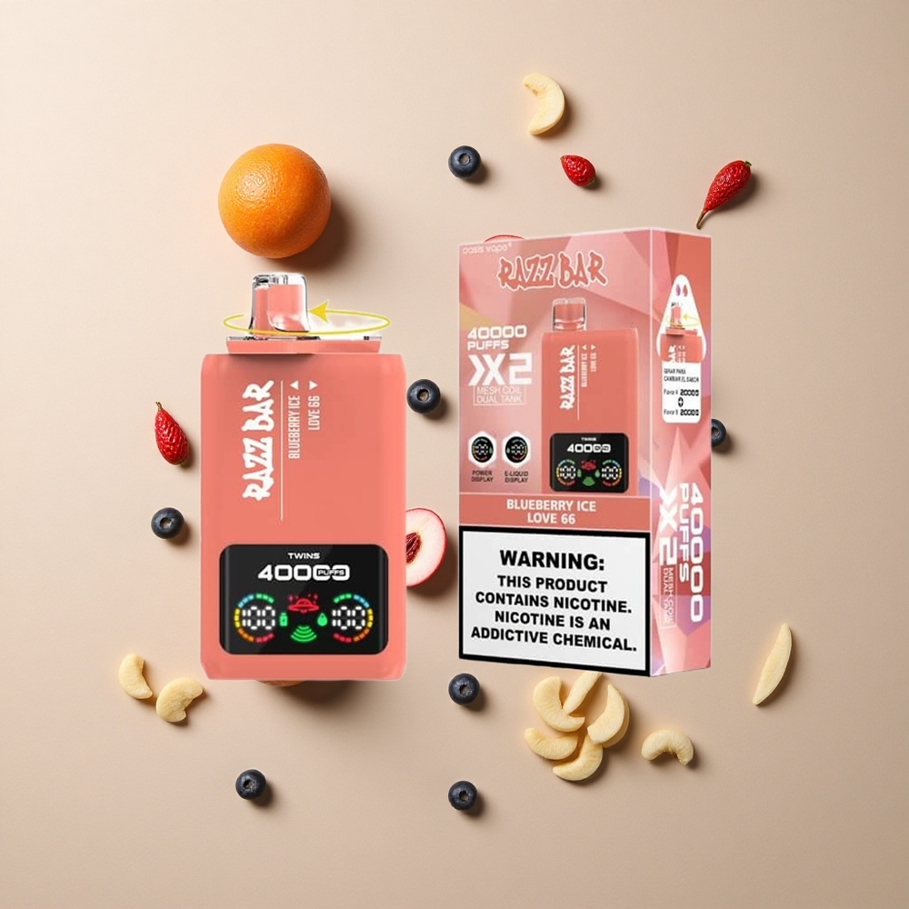 Razz Bar 40000パフ ブルーベリーアイス_愛66 パワースクリーンディスプレイ 卸売 日本