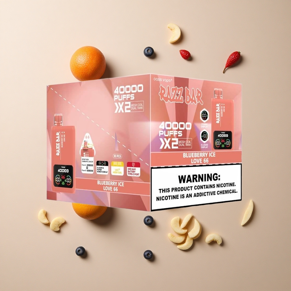 Razz Bar 40000パフ ブルーベリーアイス_愛66 パワースクリーンディスプレイ 卸売 日本