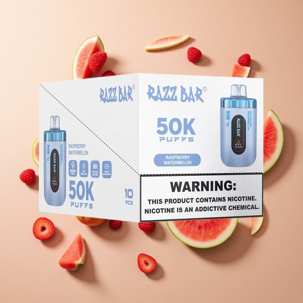 Razz Bar 50Kパフ ラズベリーウォーターメロン 650mAhバッテリー 卸売 日本
