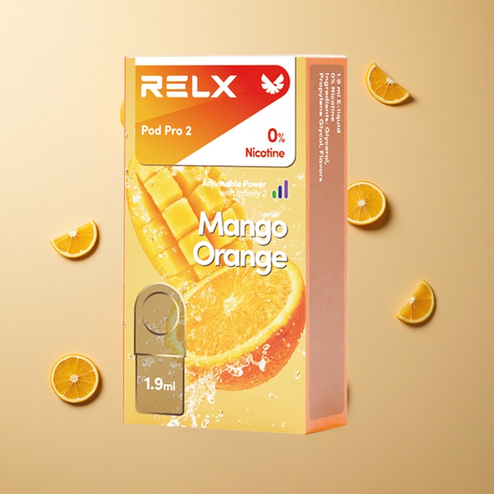 RELX Pod Pro 2 600パフ マンゴーオレンジ 0%ニコチン 1.9ml 卸売 日本